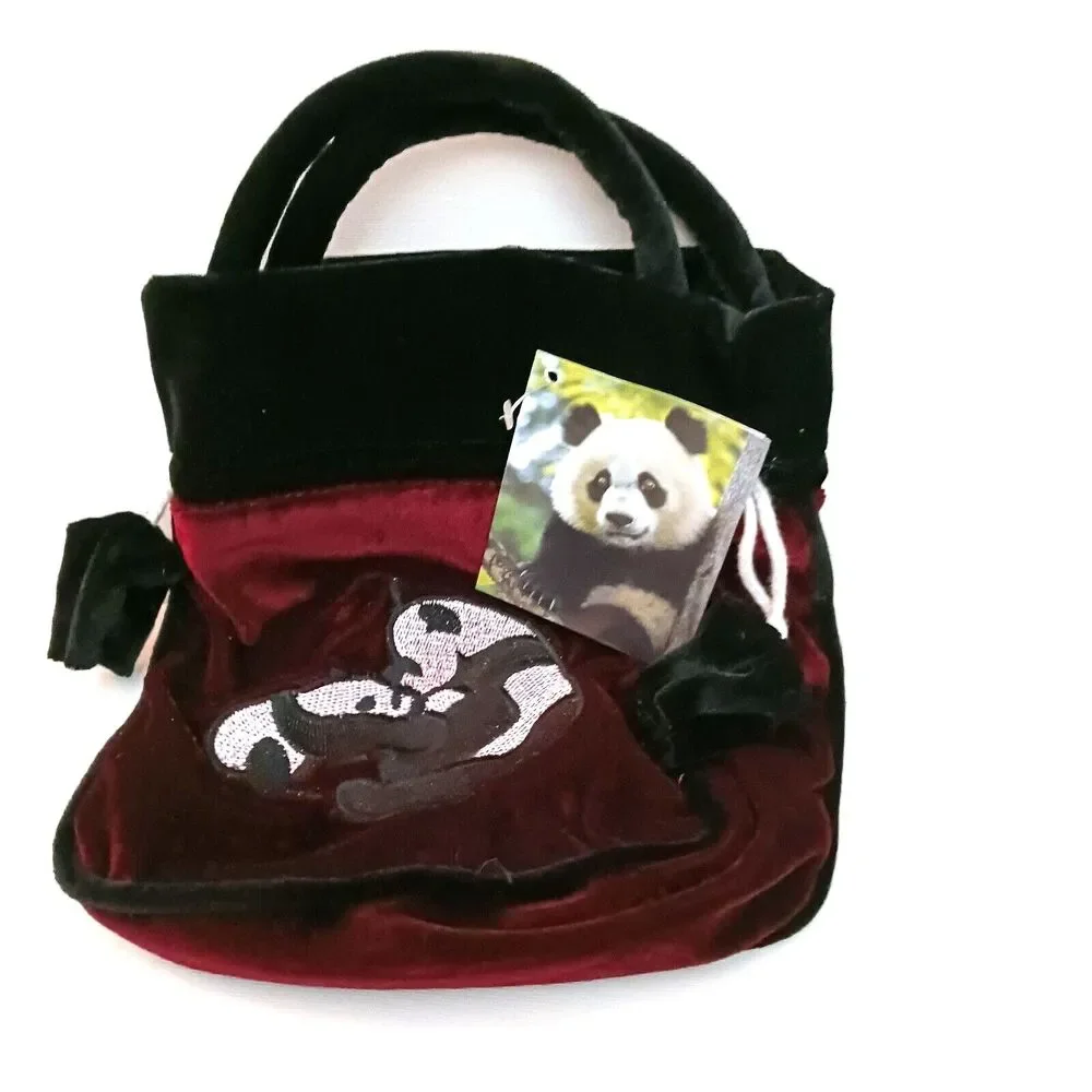 PANDA VELVET DRAWSTRING BAG FRIENDS OF THE NATIONAL ZOO-NWT